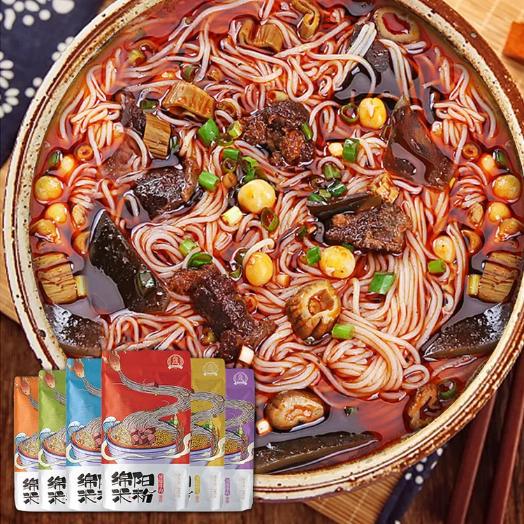  康富源老开元四川特产绵阳米粉牛肉肥肠方便速食麻辣细米线5+1