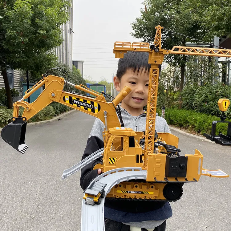 【六一儿童节礼物】超大号手摇挖掘机男孩工程车玩具套装合金吊车