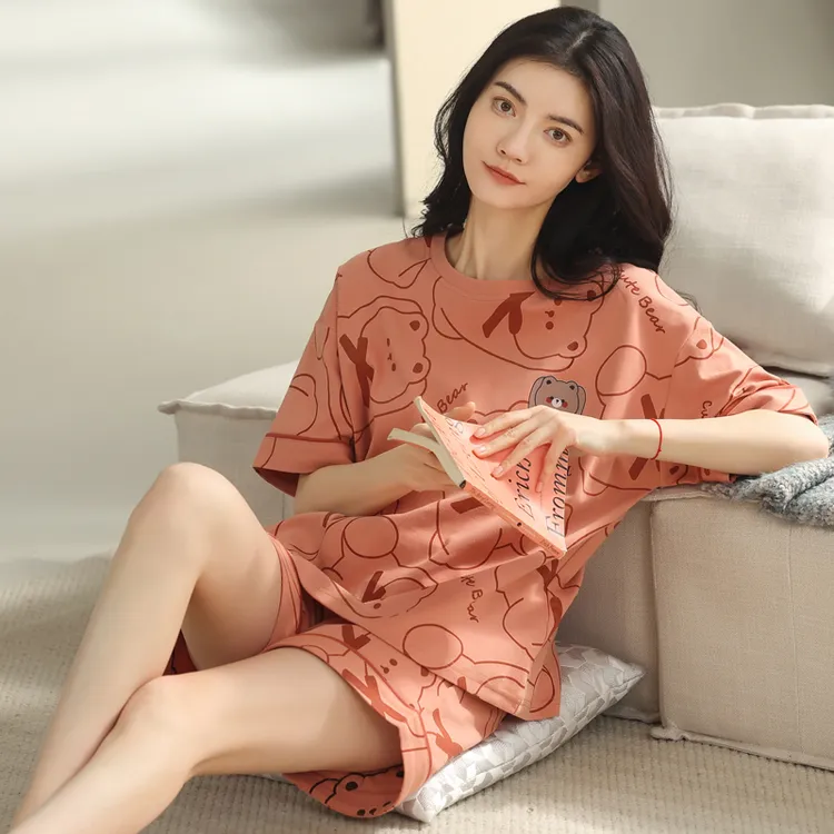 【新粉体验价】睡衣女春夏100%纯棉短袖短裤休闲可外穿家居服套装