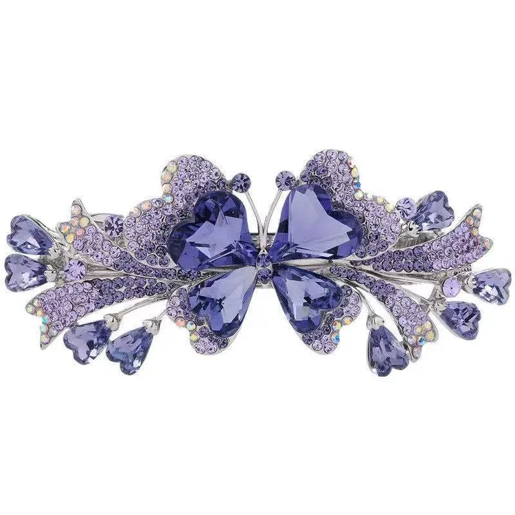 锌合金发饰 高品大号水钻发夹女发卡头饰优雅蝴蝶弹簧夹顶夹44