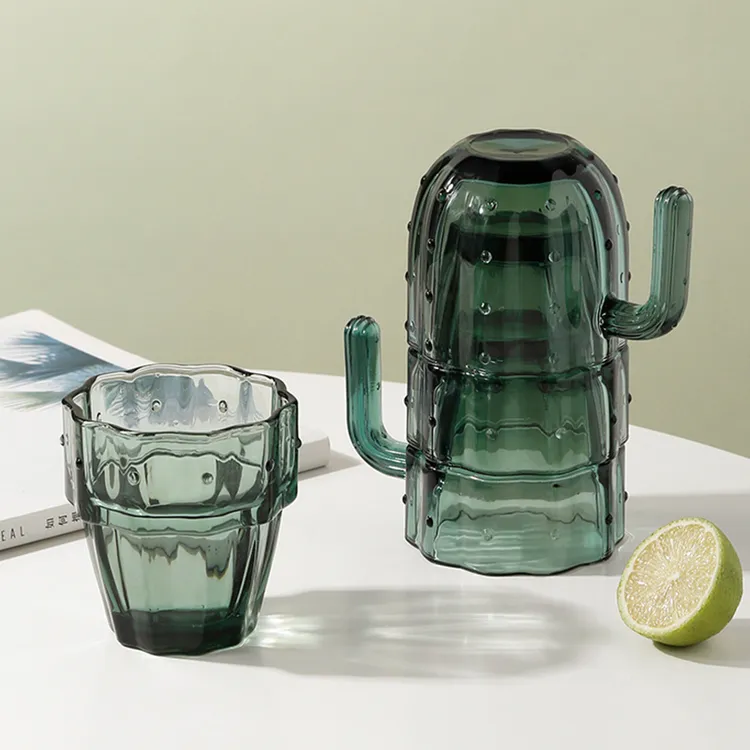 态生活仙人掌玻璃杯叠叠杯套装创意简约家用可爱少女耐热茶杯礼品
