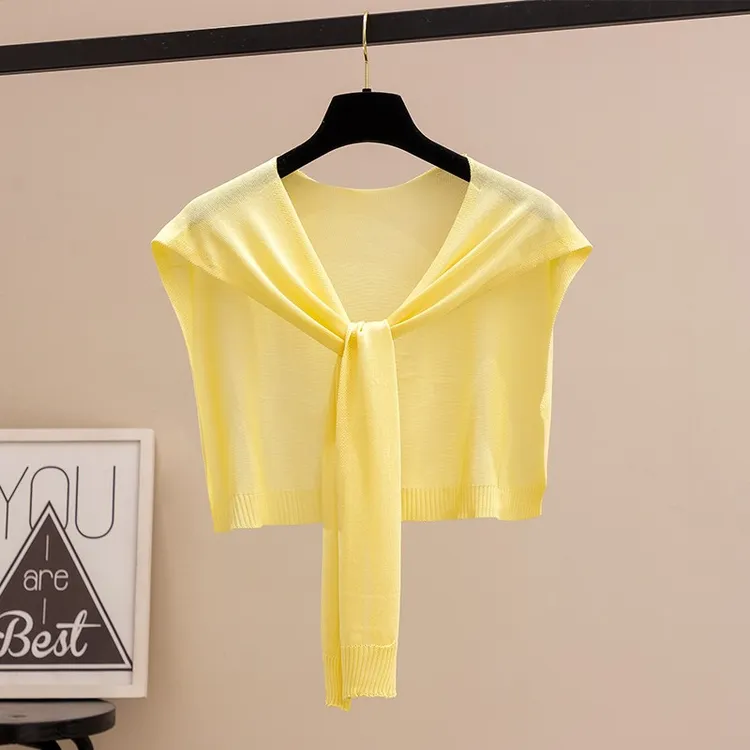 夏季冰丝薄款时尚外搭针织小披肩女韩版办公室空调房护颈椎搭肩潮