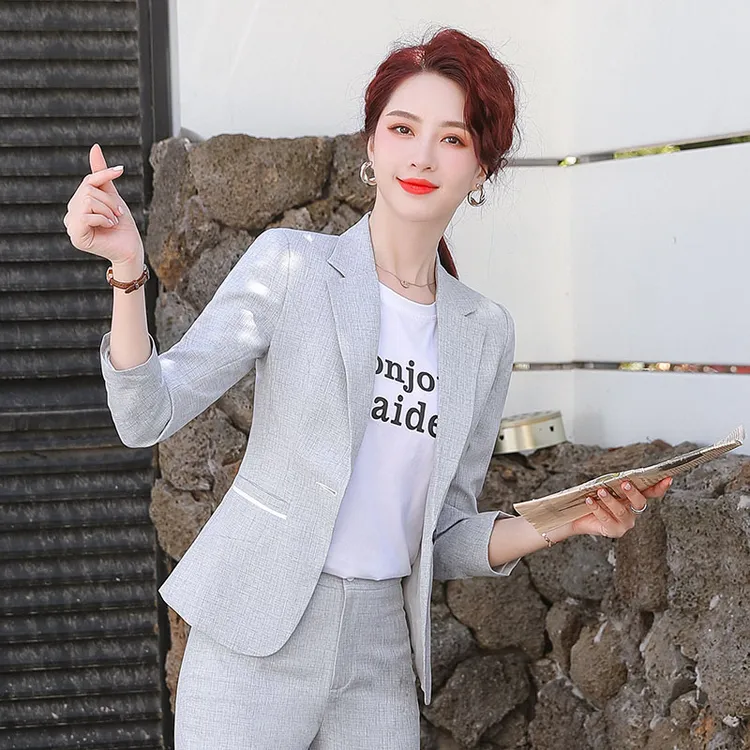 小西装套装女长袖韩范时尚气质正装休闲免烫西服女神职业装两件套