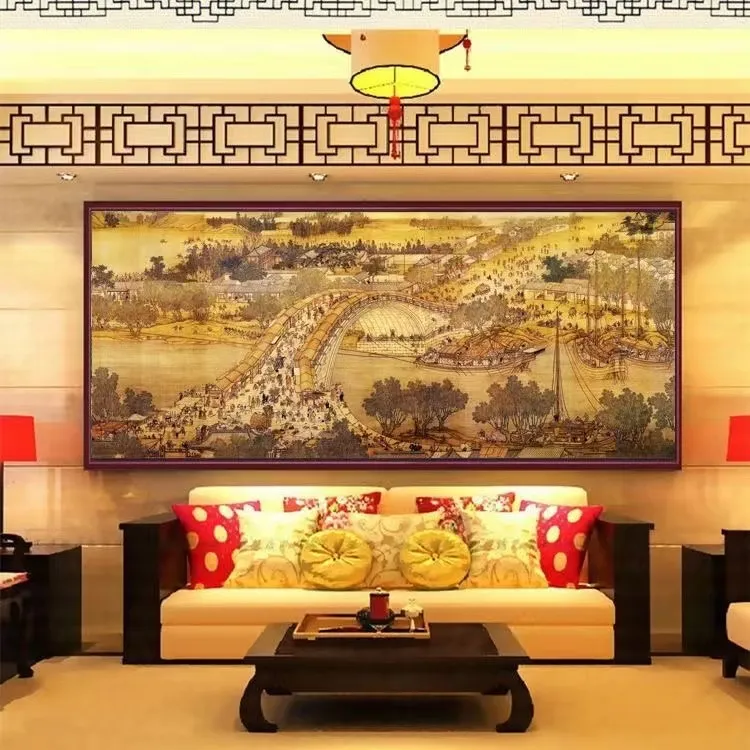 甜心Kes清明上河图十字绣手工挂画客厅大格满绣180*70cm无勾边
