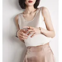 悦戎22姆米重磅桑蚕丝百搭夏季纯色圆领背心女士气质打底显瘦背心