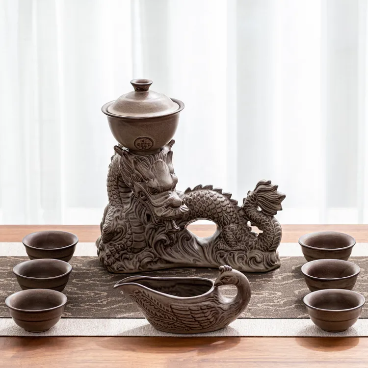 陶瓷功夫茶具套装家用懒人泡茶神器旋转全自动出水泡茶壶创意整套