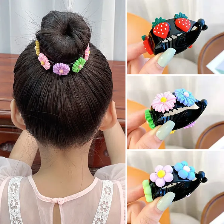 【梦蜜】儿童夏天便捷可爱花朵马尾夹后脑勺马尾扣高马尾固定抓夹