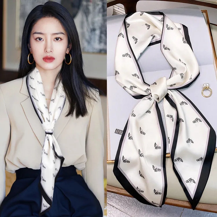 细窄丝巾小长条女春秋新款时尚百搭发带领巾洋气装饰夏季搭配衬衫