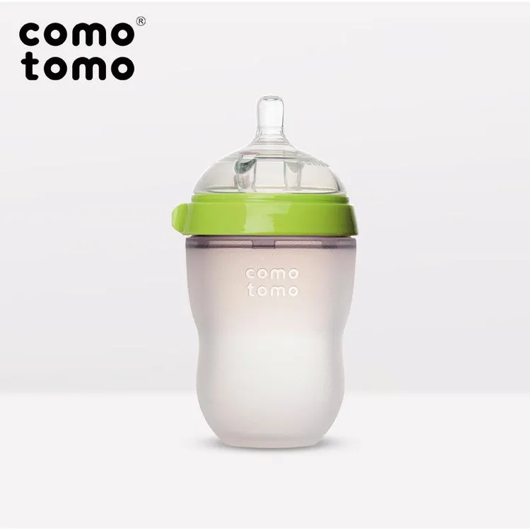 韩国原装comotomo/可么多么 宽口径硅胶奶瓶250ml 自带2滴