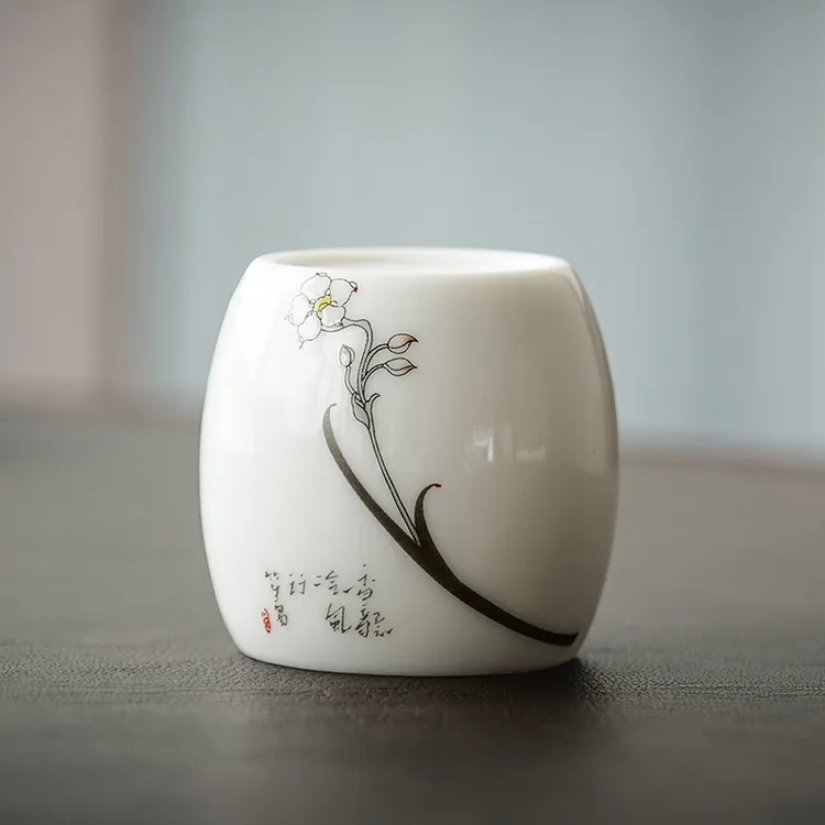宋建白瓷陶瓷盖置茶壶盖碗盖子配件白瓷陶瓷盖置壶盖托茶道摆件