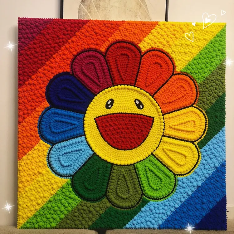 村上隆太阳花毛球diy手工画板带图案全套新年送情侣闺蜜生日礼物