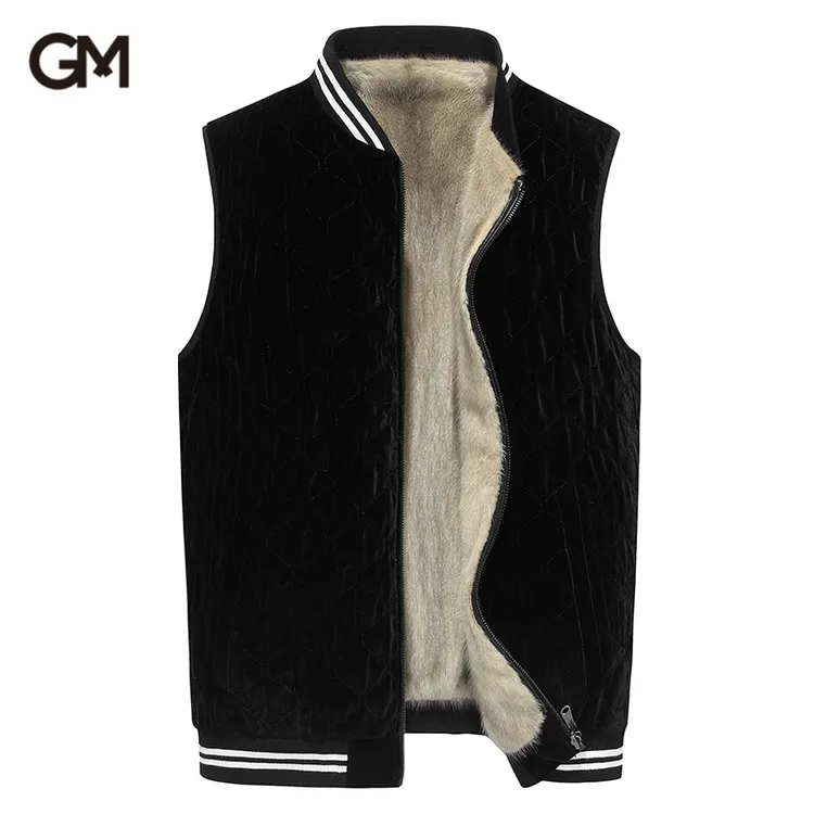 GUSS MART/戈斯迈特双面穿进口整貂水貂皮草背心马甲男士休闲立领