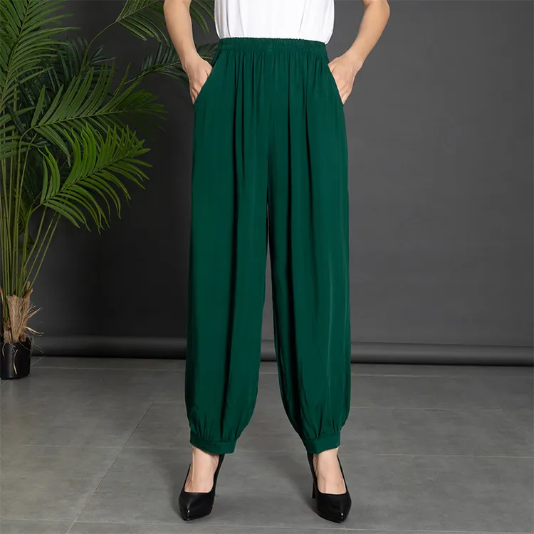 人造棉灯笼裤民族风中老年女装薄款宽松休闲沙滩裤防蚊裤广场舞裤