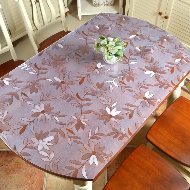 折叠椭圆形PVC桌布防水防油免洗防烫透明塑料软玻璃餐桌垫台布