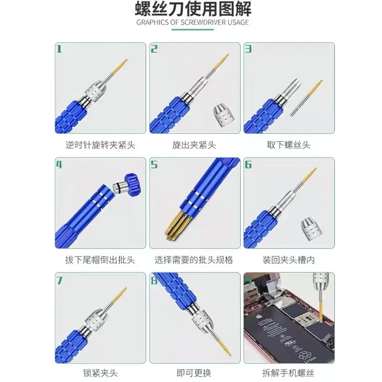 手机套装眼睛手表维修拆机螺丝刀五合一高硬度合金钢批头异型