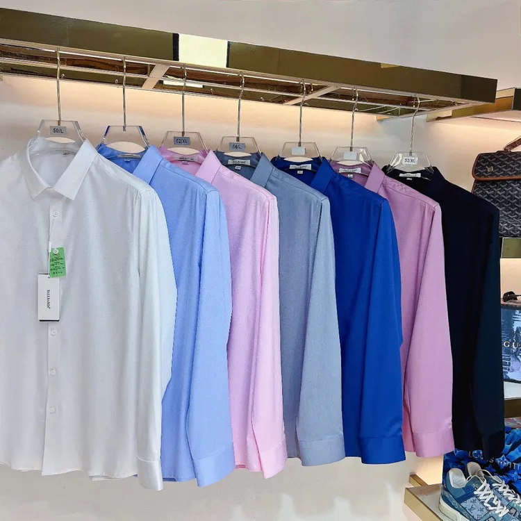 【名聚新款 立体微修身】夏季薄款无痕竹纤维长袖微弹免烫男衬衫