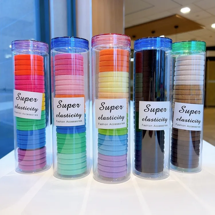 儿童网红高弹力头绳发圈成人扎高马尾不伤发皮筋女罐装女童发绳