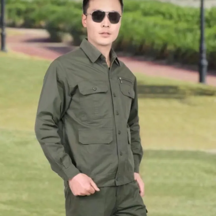 HS-薄款夏季工装工作服套装上衣+裤子(男女同款大口袋工装）