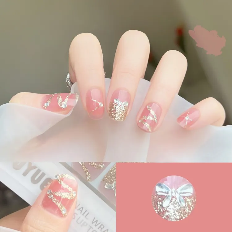 【免照灯】【水晶飘带】3d立体防钻透色ins凝胶美甲贴指纸穿戴甲冰透