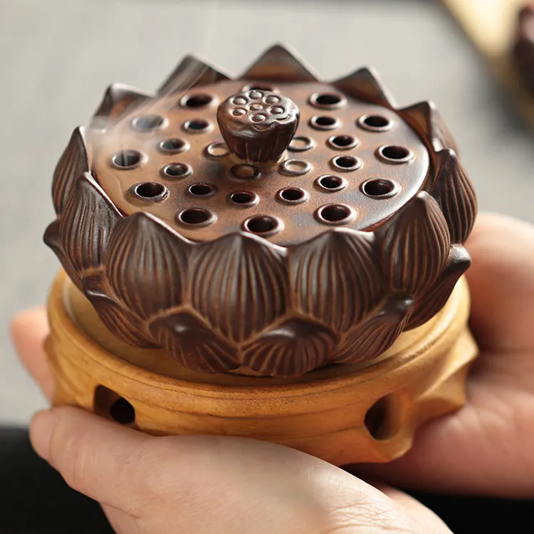 禅意复古盘造型创意陶瓷檀香规格室内香薰炉茶道摆件沉香仿古中式