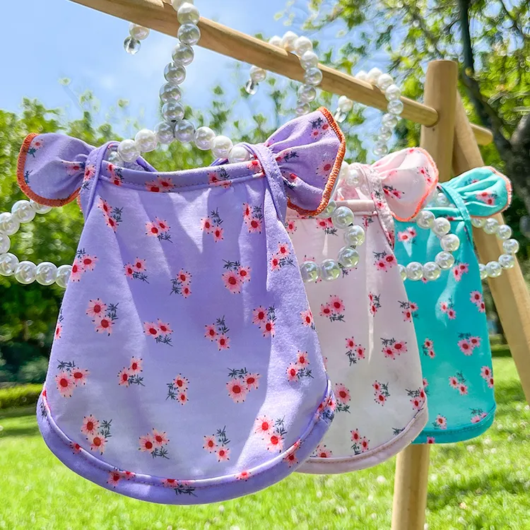 狗狗衣服夏季用品小花朵碎花柯基约克夏法斗猫咪比熊泰迪宠物背心