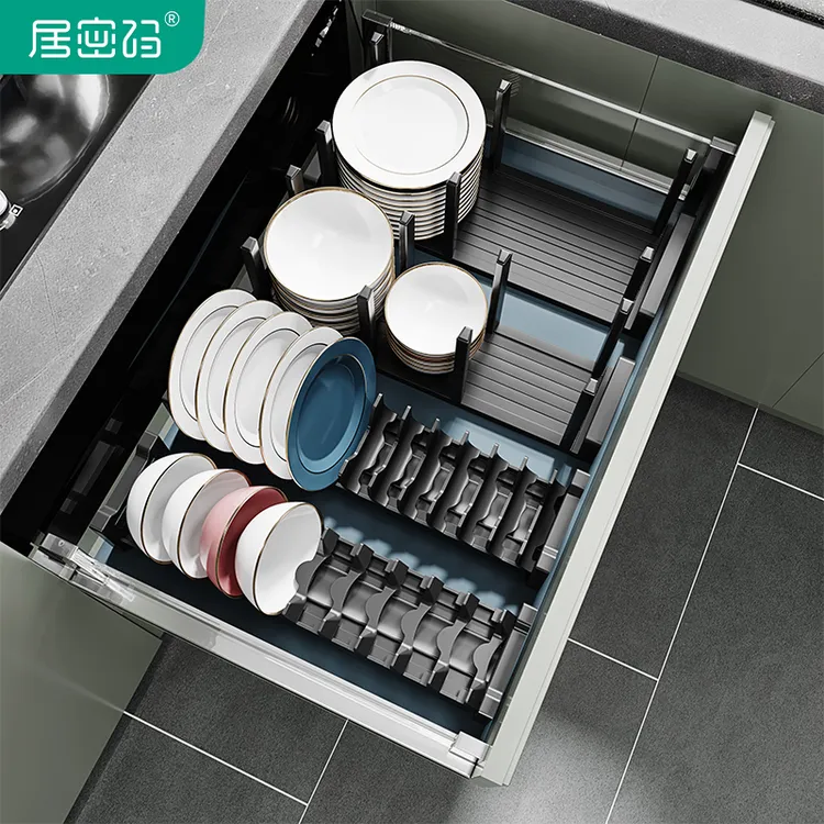 家用抽屉里的置碗架橱柜餐具架抽屉内置碗碟收纳碗盘收纳置物架子