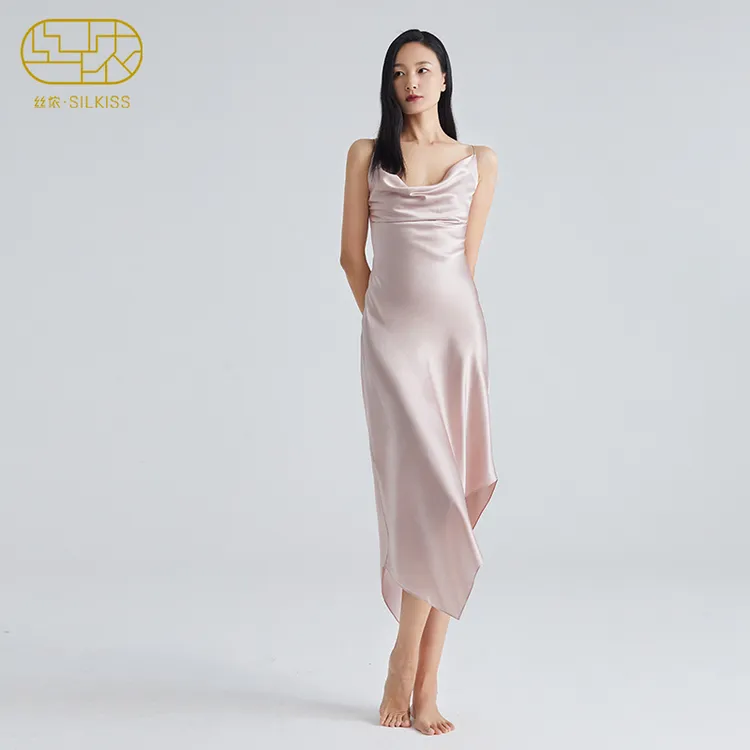 SILKISS/丝侬2022春夏新款真丝吊带睡裙女长款100%桑蚕丝睡衣外穿