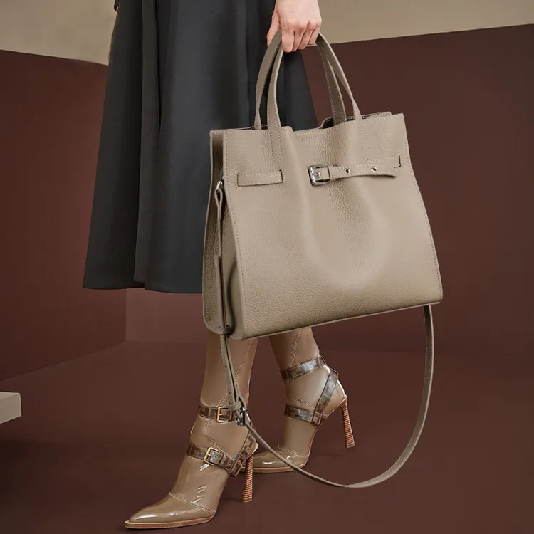 2025新款头层牛皮手提包气质轻奢休闲百搭女包大容量软皮托特包