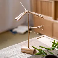 【七呀】平衡竹蜻蜓茶道中式摆件怀旧工艺品茶室复古古风装饰品礼物