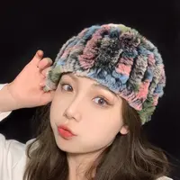 （弹力脖套）獭兔毛头箍头带腕带一帽两用超大加厚围脖真皮草女网红