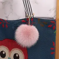 真狐狸皮草包包挂件挂饰包包饰品车钥匙扣手机挂饰毛毛球8cm舒适