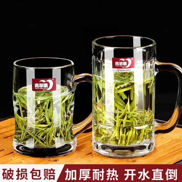 6只装 家用加厚耐热大容量玻璃喝水杯无铅透明茶水杯办公室泡茶杯