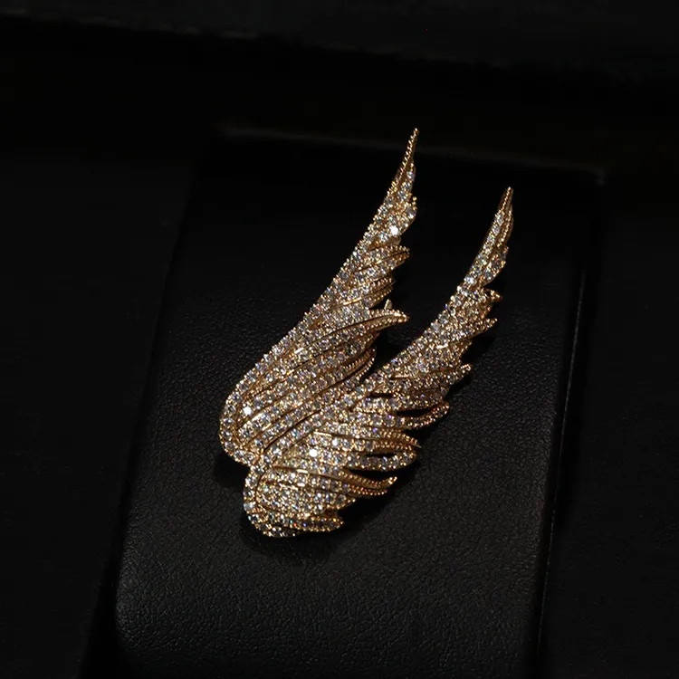 Mirror girl/魔镜女孩 铜合金合成锆石胸针 天使之翼翅膀高档胸针
