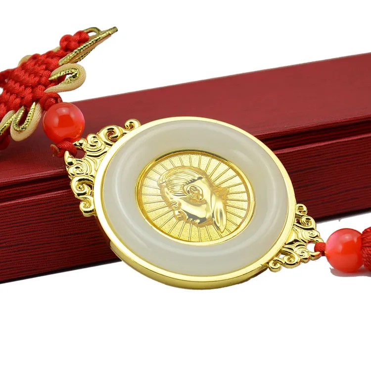 金镶玉伟人汽车挂件 车载内饰后视镜伟人汽车用品饰品礼盒装