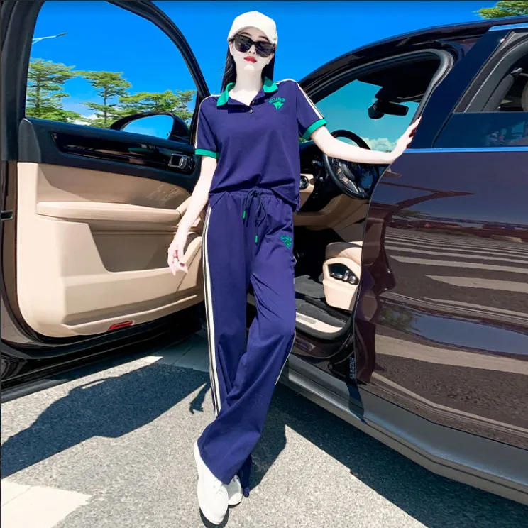 高端运动休闲减龄显瘦裤套装女夏洋气夏季宽松设计感运动服两件套