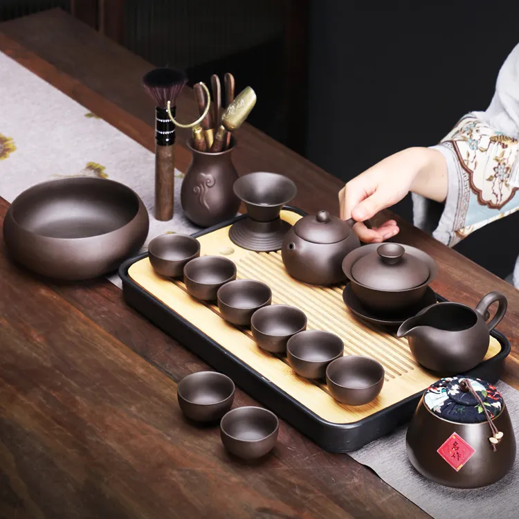 俩伴原矿紫砂功夫茶具套装家用中式复古办公室会客茶壶茶杯套装