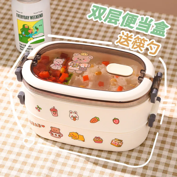 食品级减脂餐盒上班族专用日式双层饭盒可微波炉加热减肥餐便当盒