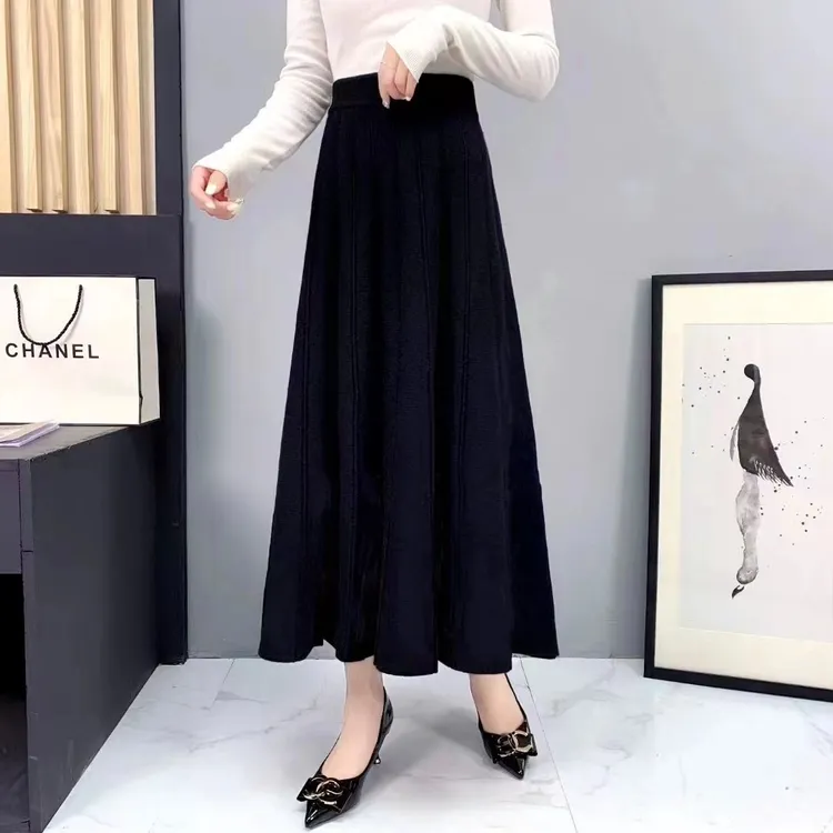 10号针织毛纱大摆半身裙冬天厚裙子长款冬季半身裙半裙秋冬半身裙