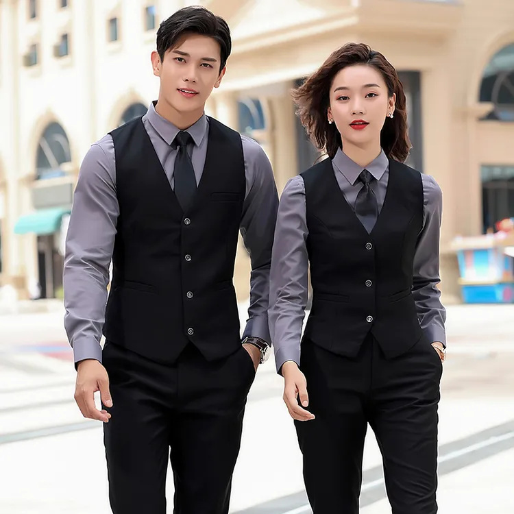 职业装男女同款正装长袖衬衣工装银行酒店前台经理工作服马甲套装