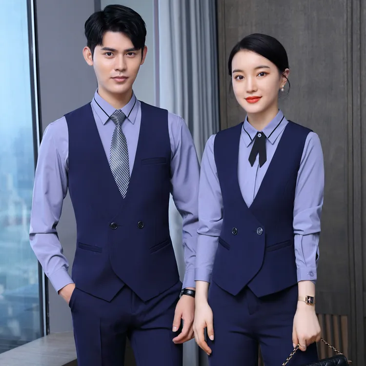 酒店职业马甲男女同款套装KTV收银前台工装餐饮饭店服务员工作服