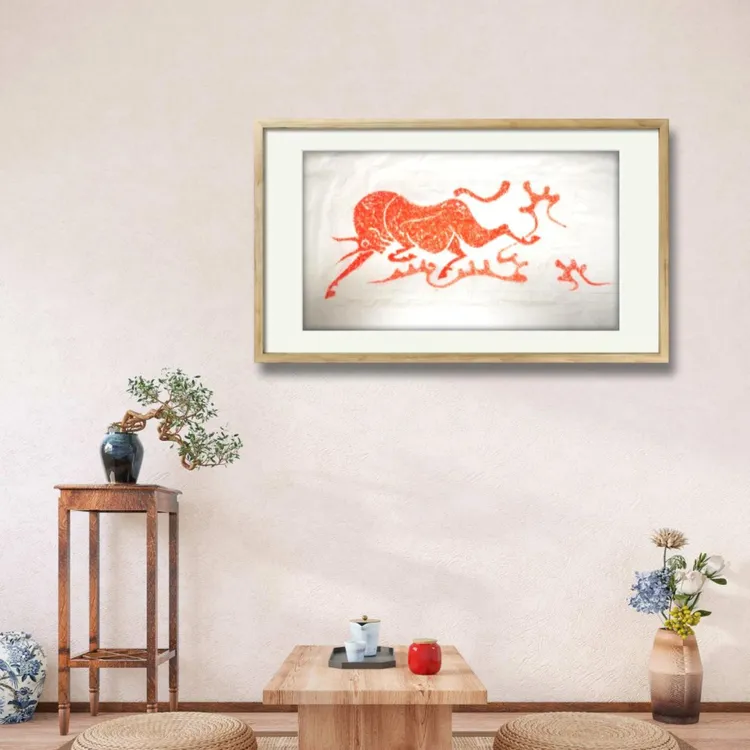 家居饰品画《牛图》净画面70×40cm。用纸140X70㎝中式横款