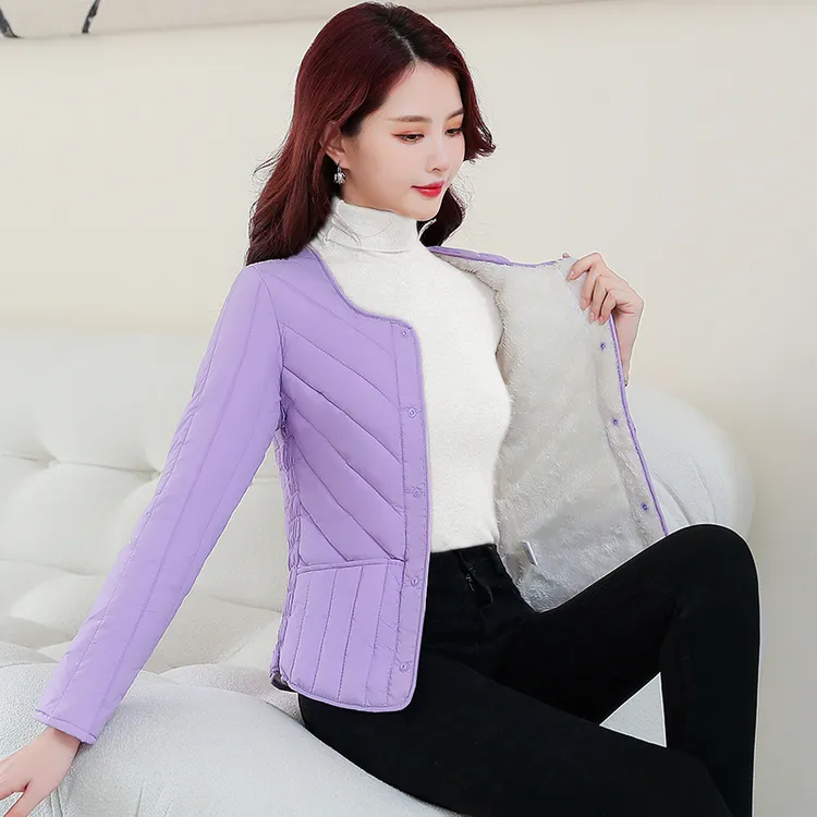 棉服短款内胆小棉袄女修身贴身加绒棉衣保暖内穿妈妈冬装外套加厚