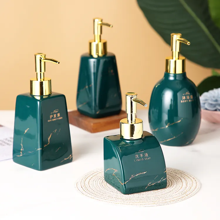 陶瓷按压瓶分装瓶洗手液沐浴露洗发水乳液轻奢样板房卫生间摆件