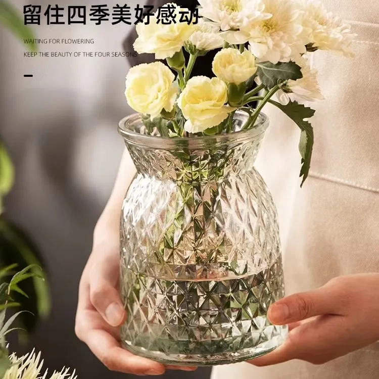 简约花瓶透明复古客厅插花水培法式网红玻璃瓶摆件