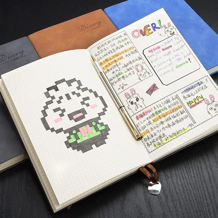 【网格本】A4大号方格内页加厚学生用绘图设计羊巴软皮本商务笔记本