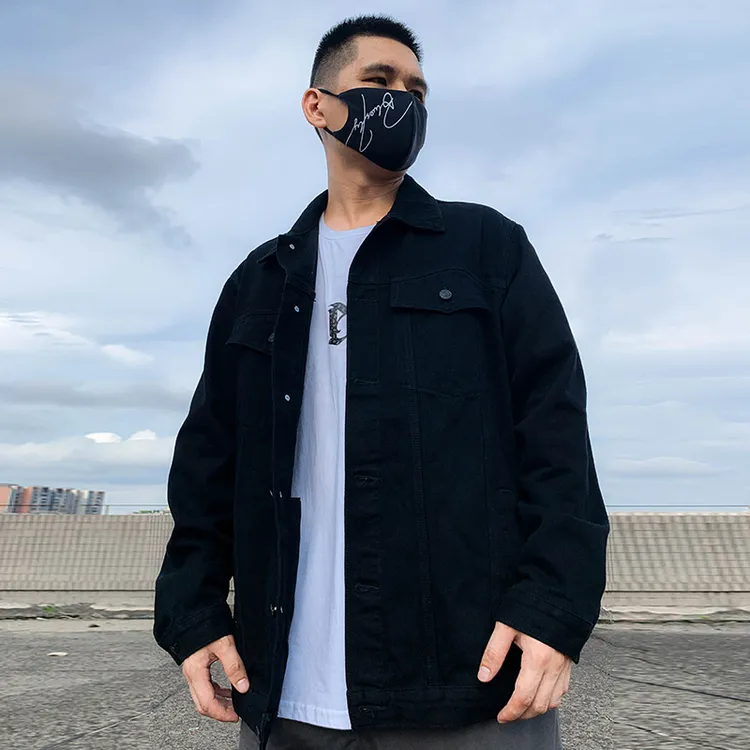 欧美潮牌重磅开衫男胖子cleanfit简约大码牛仔加绒加厚潮2024新款