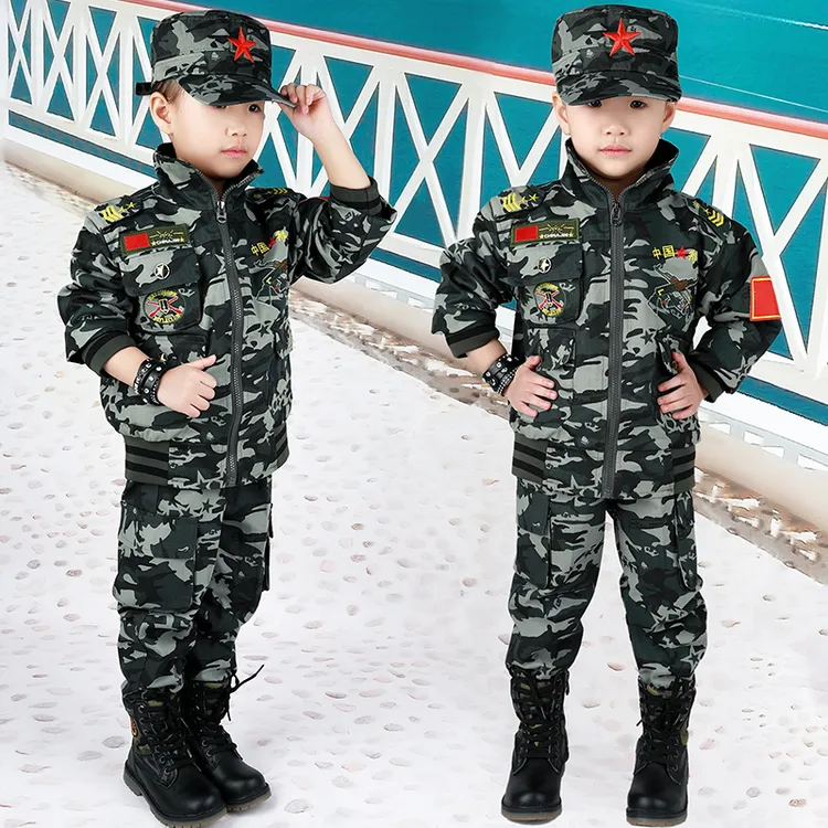 新款春秋装儿童迷彩服套装男童女童休闲运动装特种兵小学生军训服