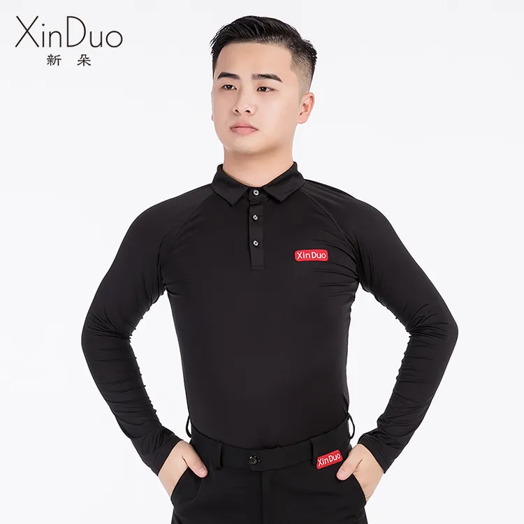 新朵摩登舞服上衣男士秋季长袖衬衣领国标舞服拉丁舞交谊舞练功服