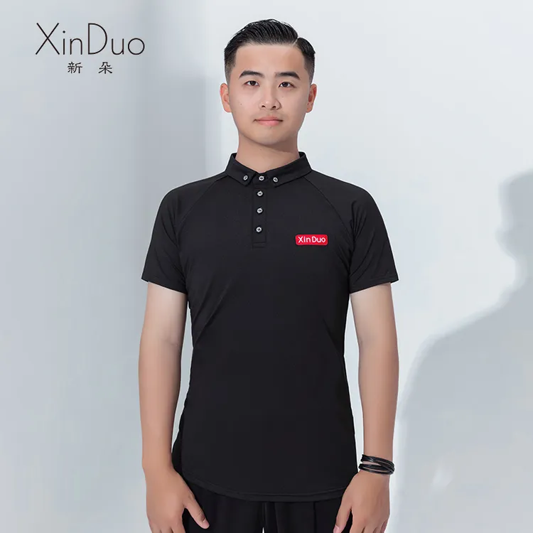 新朵摩登舞蹈练功服上衣男士国标舞拉丁舞服新款夏季短袖跳舞服装