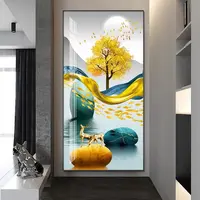 美临佳【福禄有余】玄关装饰画现代过道走廊画竖版-晶瓷镶钻XG01